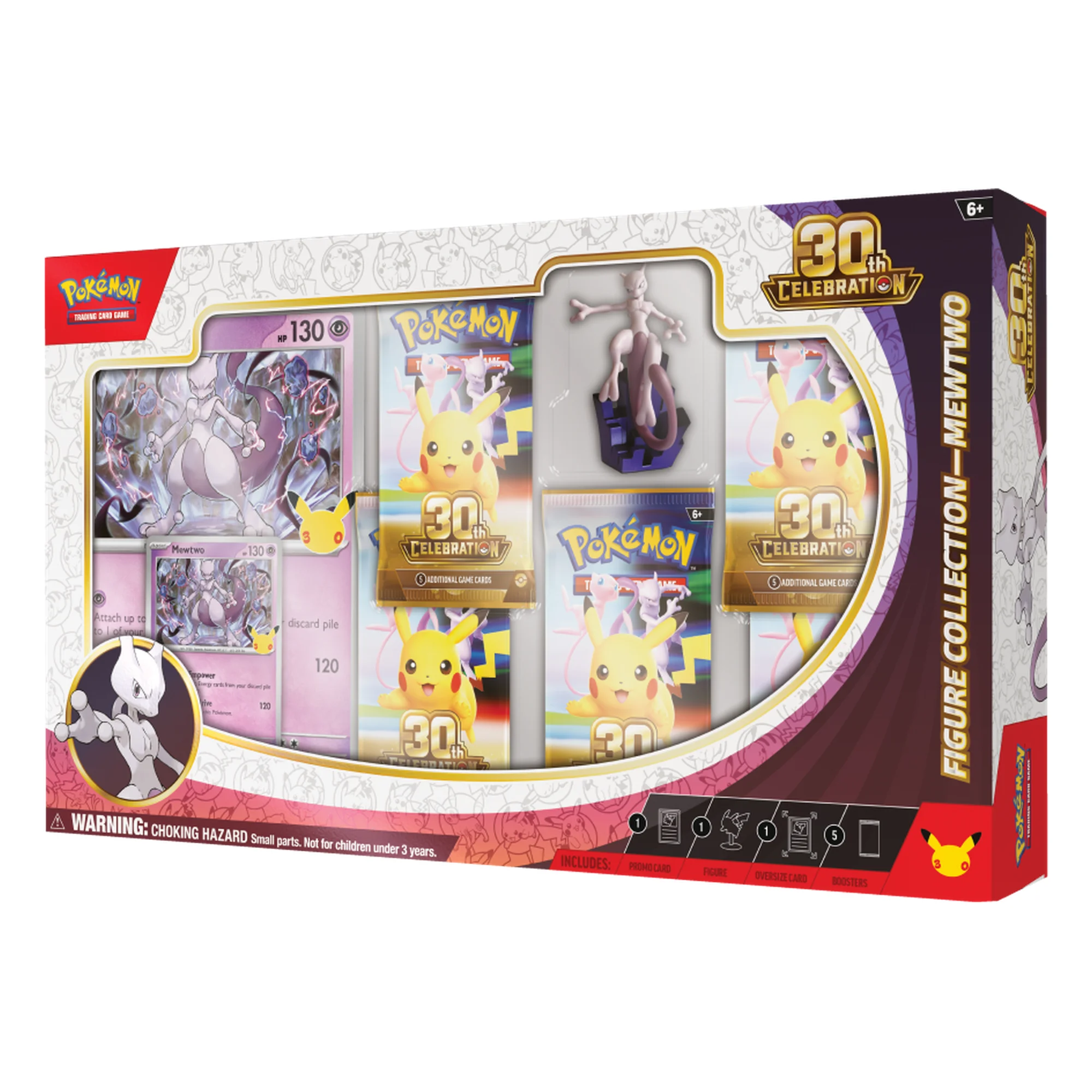 Pokémon TCG: 30th Celebration Figure Collection—Mewtwo sealed box front with figure