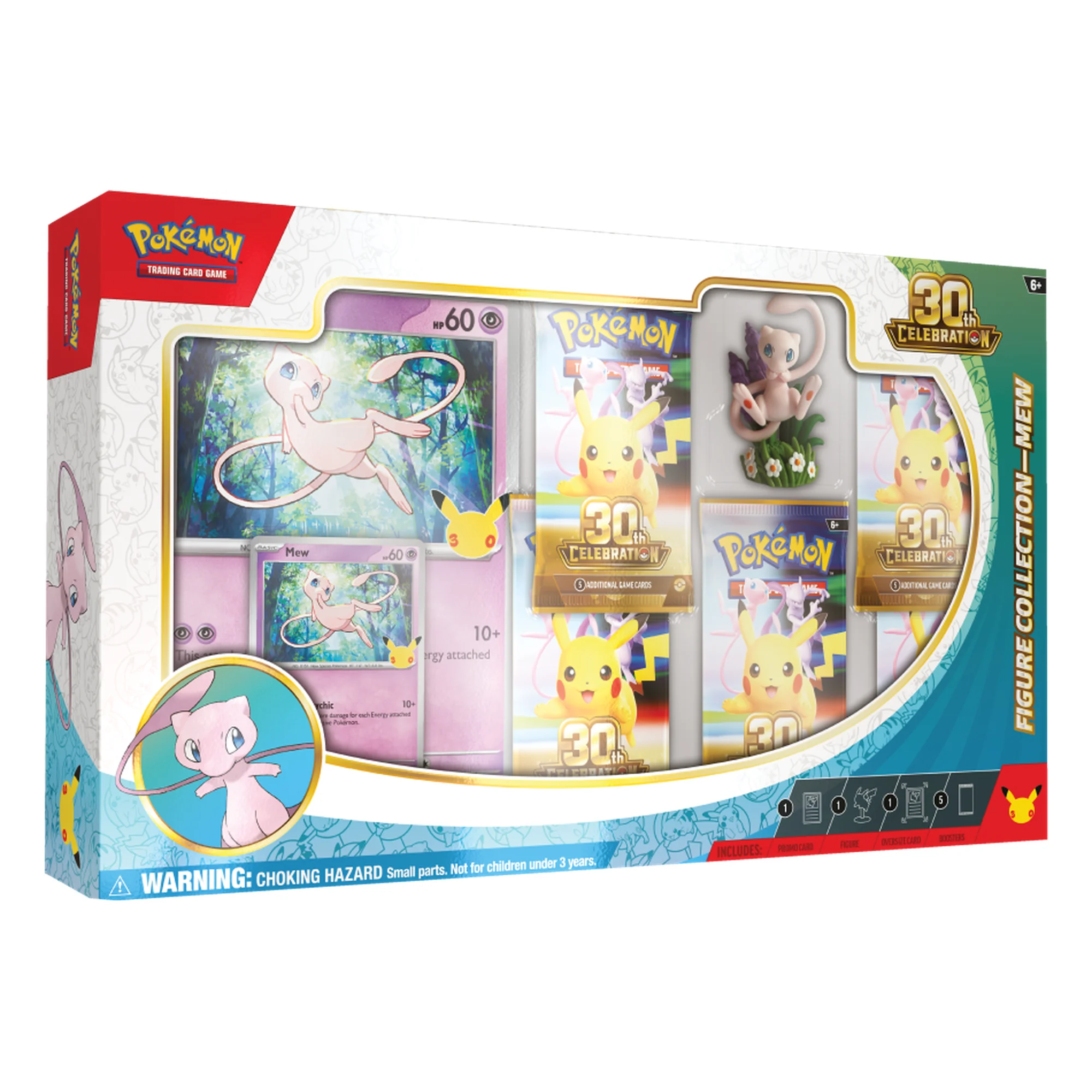 Pokémon TCG: 30th Celebration Figure Collection—Mew sealed box front with figure